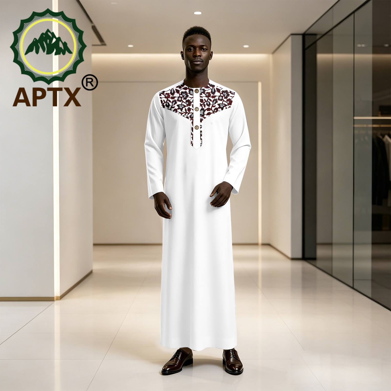 African Ankara Print - ชุดผู้ชายแอฟริกัน ลายพิมพ์อันคารา เสื้อคลุมยาว คอตั้ง แขนยาว คาฟตัน