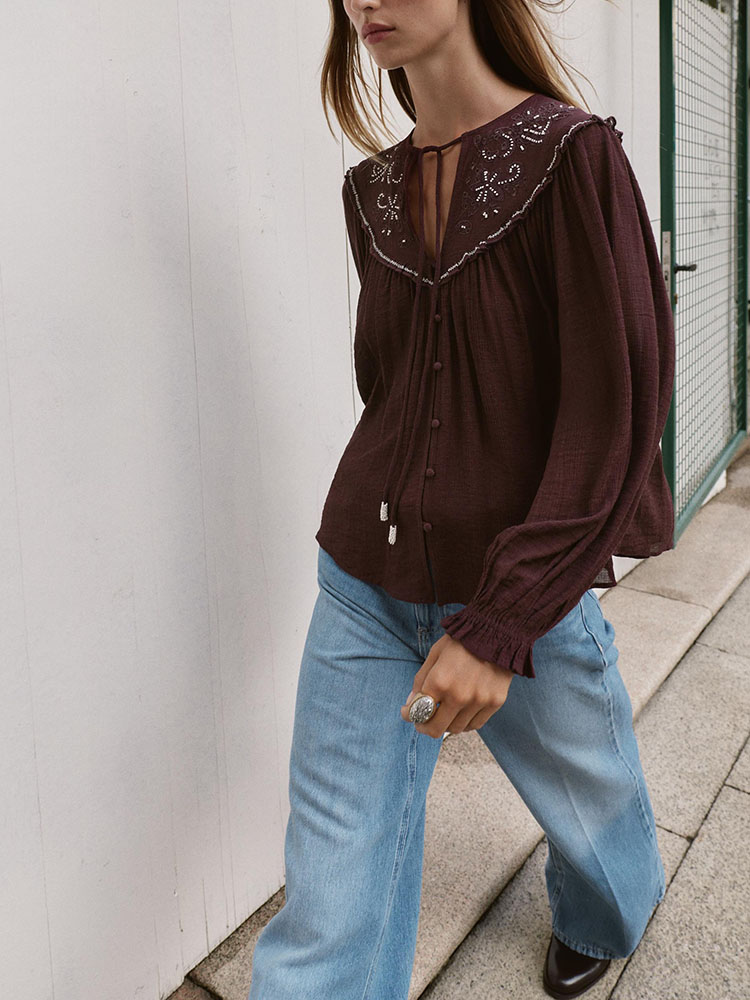 เสื้อเชิ้ตลำลองปักลูกปัดแฟชั่น - Ethnic Wear บทวิจารณ์และราคา
