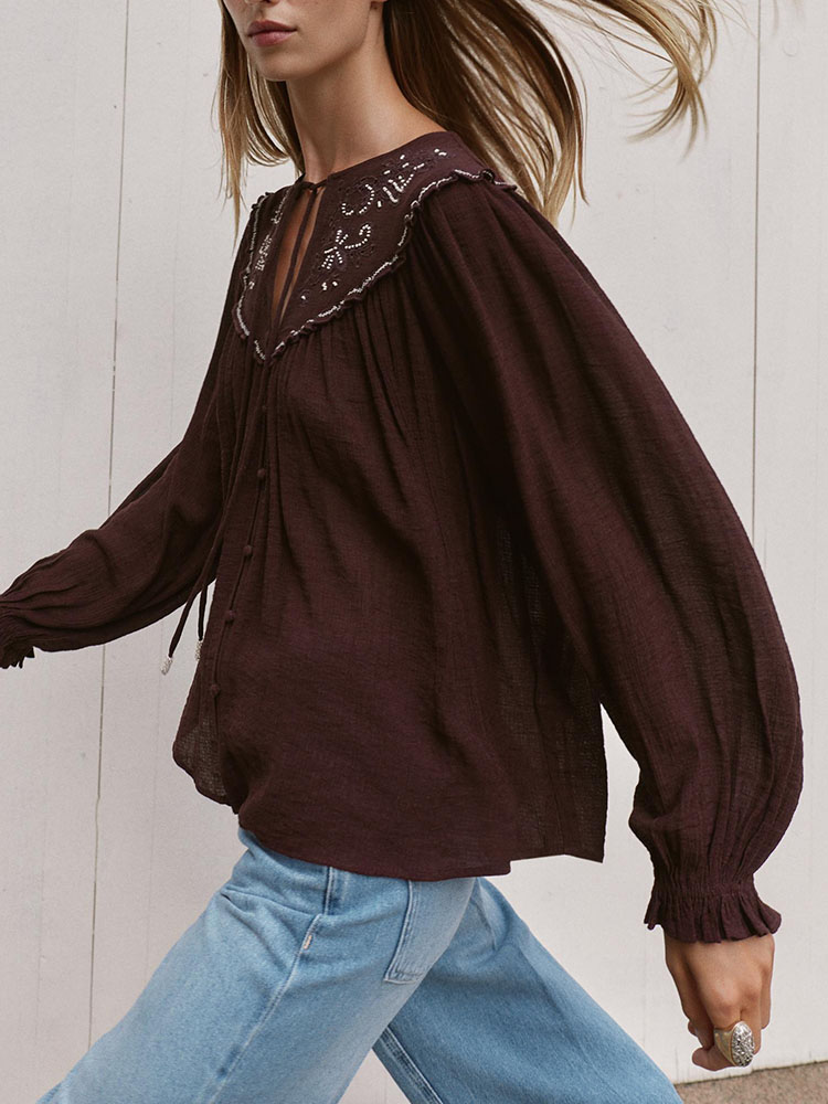 เสื้อเชิ้ตลำลองปักลูกปัดแฟชั่น - Ethnic Wear บทวิจารณ์และราคา