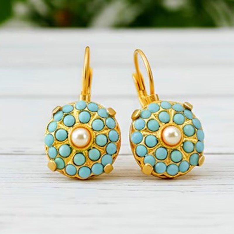 ต่างหูห้อยประดับมุกเทียมสีฟ้าค - Ethnic Fashion Wear For Women บทวิจารณ์และราคา