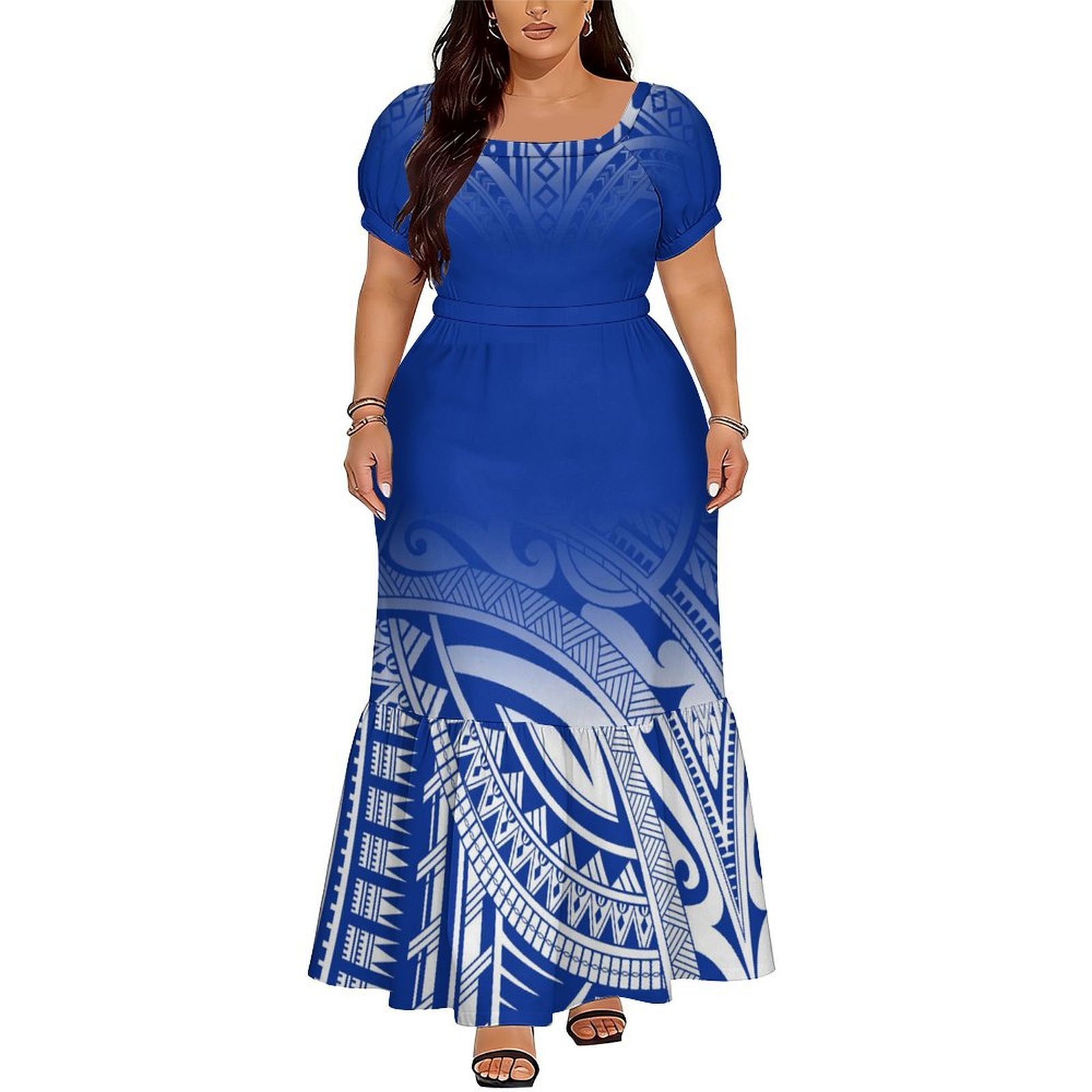 เดรสยาวคอวีลายดอกไม้สไตล์โพลีน - Ethnic Wear บทวิจารณ์และราคา