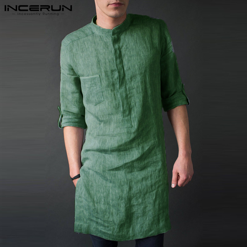 INCERUN เสื้อกันหนาวผู้ชายแขนย - Kurta Men Cotton บทวิจารณ์และราคา