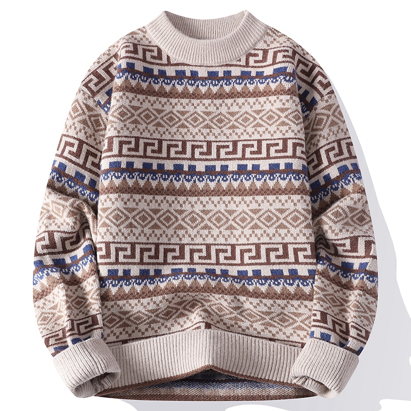 เสื้อสเวตเตอร์คอกลมผู้ชายสุดเท - Ethnic Fashion Men บทวิจารณ์และราคา