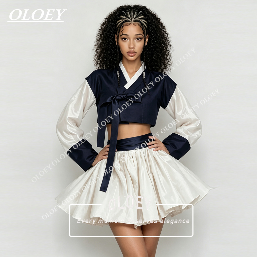 ชุดฮันบกสั้นสีน้ำเงินกรมท่าและ - Hanbok Modern Set บทวิจารณ์และราคา
