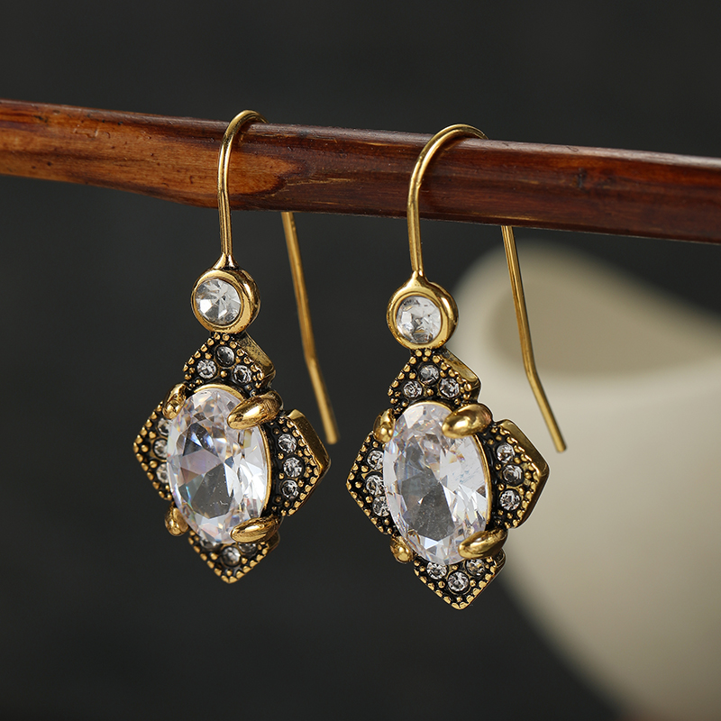 ต่างหูห้อยประดับเพชร CZ สีขาวส - Ethnic Fashion Wear For Women บทวิจารณ์และราคา