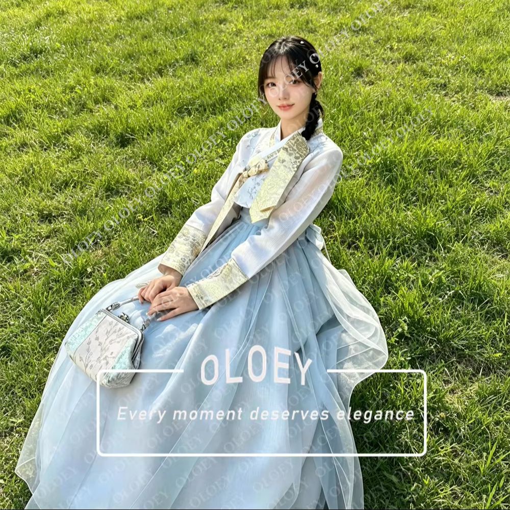 ชุดฮันบกเกาหลี OLOEY สีฟ้าอ่อน - Hanbok Modern Set บทวิจารณ์และราคา